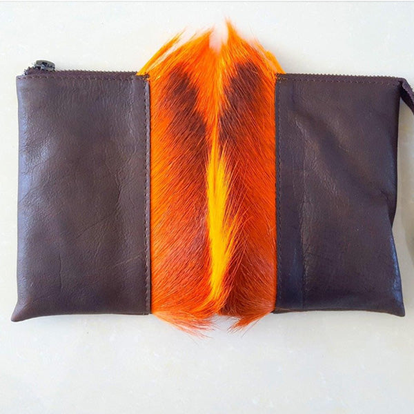 Luche Leather Clutch with Springbok Hide