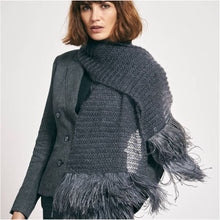 Double Layer Ostrich Feather & Mohair Lace-Knit Scarf
