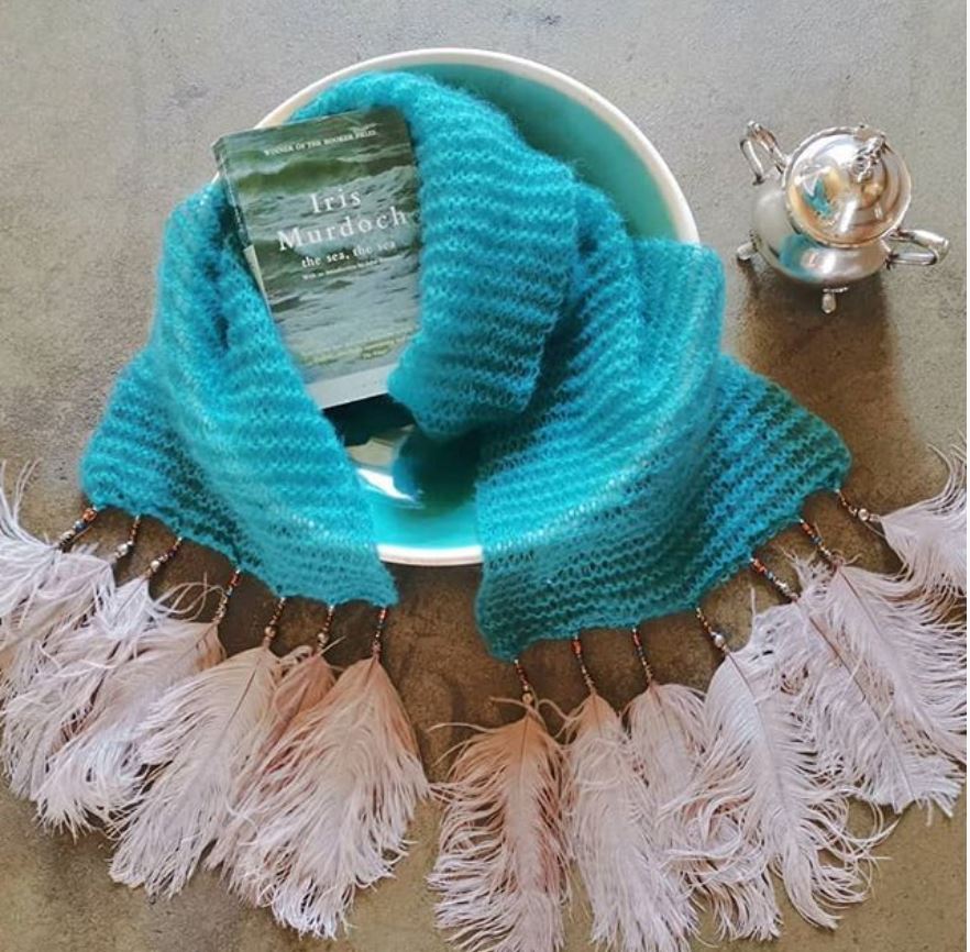 Lynx Ostrich Feather & Bead MOHAIR Scarf