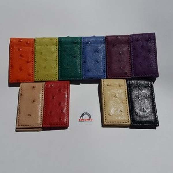 Ostrich Leather Magnetic Money Clip