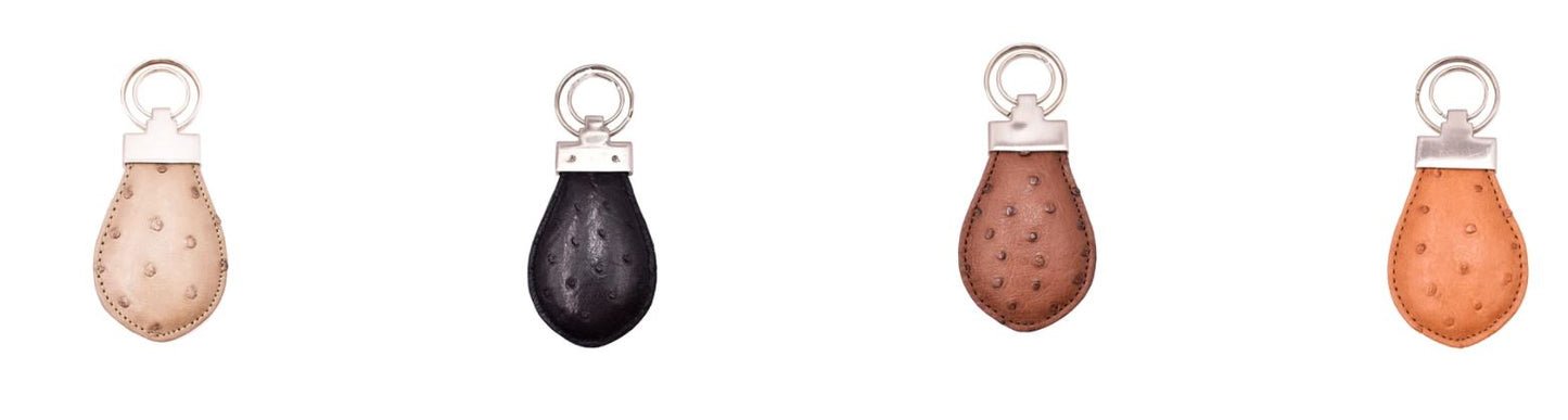 Ostrich Leather Teardrop Key Ring