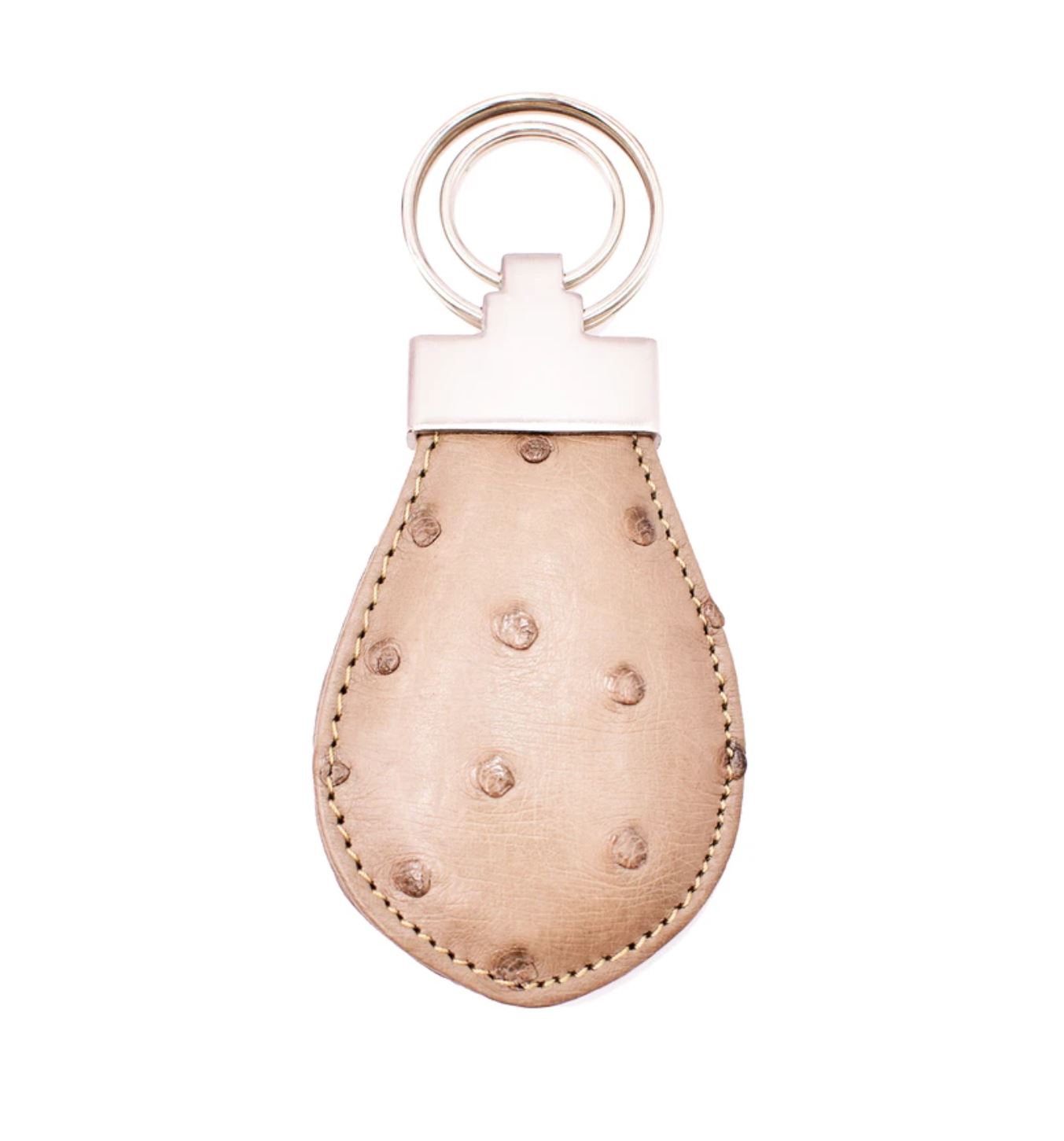 Ostrich Leather Teardrop Key Ring